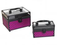 Fuchsia & Black Triangle Cosmetic Case